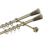 OK-GarnýžeCZ Garnýž kovová dvouřadá 19mm Sevilla double mosaz 350 cm do stěny / kroužky s háčkem – Zboží Mobilmania