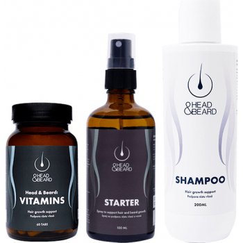 Head and Beard Set "NON-INVASIVE" Starter sprej na podporu růstu vlasů 100 ml + Vitamíny na podporu růstu vlasů 60 tab + Šampon na podporu růstu vlasů 200 ml