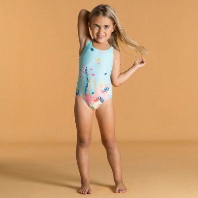 Nabaiji Dívčí plavky jednodílné pro nejmenší Aquamarine – Zboží Mobilmania
