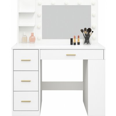 Aga toaletní stolek se zrcadlem a osvětlením matný bílý MRDT19 – Zbozi.Blesk.cz