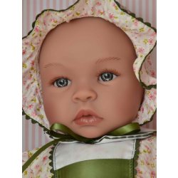 Asivil Realistické miminko LEA v šatech se zeleným lemováním
