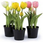 Umělé tulipány v květináči Varianta: 4 (21cm) žlutá, Balení: 1 ks