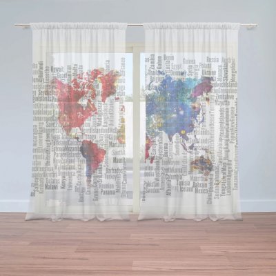 Sablio Záclony Jména států: 2ks 150x250cm – Hledejceny.cz