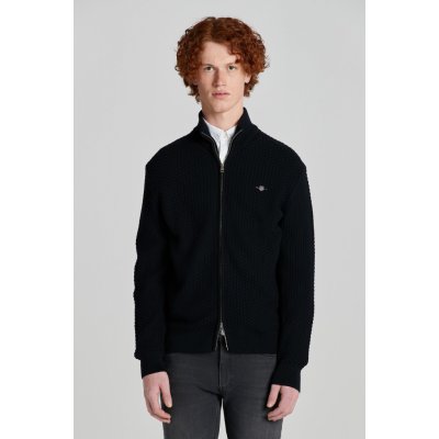 Gant Svetr Cotton Texture Zip Cardigan černá – Zbozi.Blesk.cz