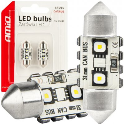 LED žiarovky CANBUS 12SMD Festoon C5W 3838 31mm White 12/24V AMIO-04247 – Hledejceny.cz