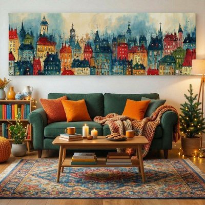 Obraz na plátně - Praha stověžatá, Věže, střechy, město FeelHappy.cz Vyberte rozměr obrazu (šířka x výška): 150 x 50 cm – Sleviste.cz