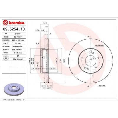 BREMBO Brzdový kotouč 09.5254.10