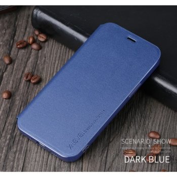 Pouzdro X-Level kožené se stojánkem iPhone 12 / 12 Pro - modré