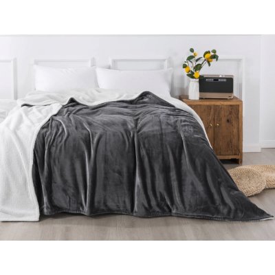 XPOSE Dětská mikroplyšová deka Exclusive s beránkem tmavě šedá – Sleviste.cz