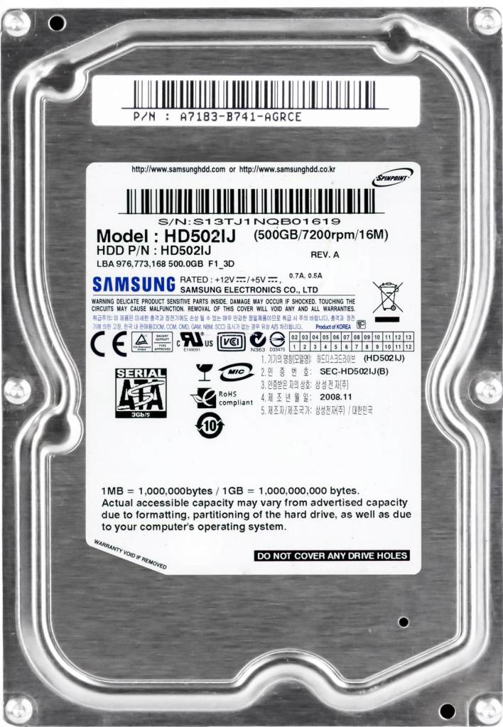 Samsung SpinPoint F1 500GB, SATAII, 7200rpm, 16MB, HD502IJ