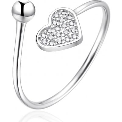 Agato Stříbrný prsten se srdíčkem AGT R36W – Zboží Mobilmania