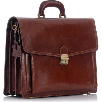 Mazzini Business Pánská kožená aktovka ručně šitá RENO hnědá – Zboží Dáma