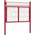 PROCITY Venkovní vitrína model 1000 dvoukřídlá 24 x A4, červená, včetně sloupků a záhlaví | Zboží Auto