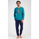 Vienetta MAN pánské pyžamo dlouhé Méďa Ospalec: petrolejová – Sleviste.cz