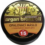 Vivaco SUN Argan Bronz Oil opalovací máslo s rozjasňujícími zlatými glitry SPF 15 200 ml