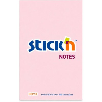 Samolepicí bloček Stick'n by Hopax - 150 x 101 mm / 100 lístků / pastelově růžová – Hledejceny.cz