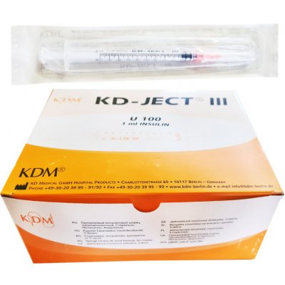 Inzulinová stříkačka KD-JECT III, 1 ml, U-100, 30G, 0,30 x 12,7 mm, 100 ks – Zboží Dáma