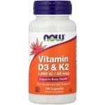 NOW Foods Vitamin D3 & K2 1000 IU/45 ug 120 kapslí – Hledejceny.cz