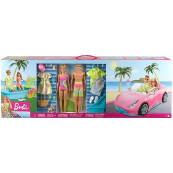 Barbie elegantní kabriolet+ bazén se skluzavkou + a Ken