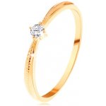 Šperky Eshop Zásnubní prsten ve žlutém zlatě kulatý čirý zirkon vroubky na ramenech S3GG110.63 – Zboží Mobilmania