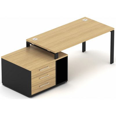 Nábytek Designový cz DEBZ3ULP Kancelářská sestava EPIC Z3 U dub černá – Zboží Dáma