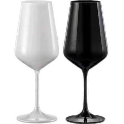 Crystalex Sklenice na víno BLACK&WHITE ONE Černobílé 2 x 450 ml – Zboží Dáma