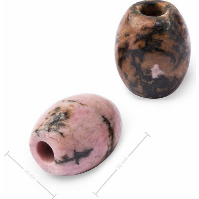 Korálek soudek z minerálu Rodonit s velkým průtahem pro Macramé 18x16 mm - 1 ks – Hledejceny.cz
