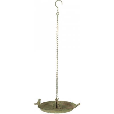 Esschert Design Závěsné pítko Aged Metal se dvěma ptáčky 24 x 24 x 8 cm kov zelená patina – Sleviste.cz