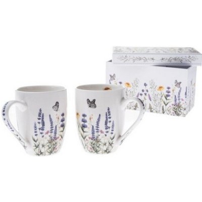 decoDoma Sada porcelánových hrnků LEVANDULE A MOTÝLI v dárkové krabičc 2 x 350 ml – Hledejceny.cz
