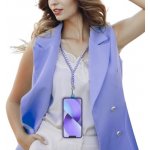 Šňůrka na telefon s nastavitelnou délkou(délka 165 cm ,max 82,5 cm ve smyčce) Bílo-fialová – Zboží Mobilmania