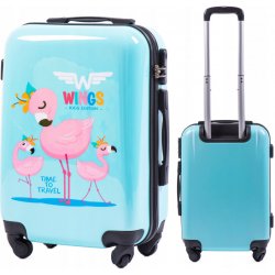WINGS Světle modrý dětský kufr flamingo 38 l