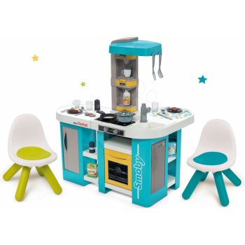 Smoby Set kuchyňka elektronická Tefal Studio 360° XL Bubble a židle Kid modrá a zelená