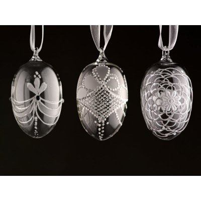 DT GLASS Velikonoční vajíčko ručně malované Malovaná krajka 1 ks v bílé krabičce s okénkem – Zboží Dáma