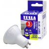 Žárovka Tesla LED žárovka GU10, 3W, 230V, 250lm, 25 000h, 3000K teplá bílá, 100°
