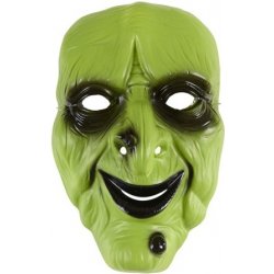 Zelená plastová maska čarodějnice