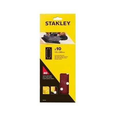 Stanley Brusné papíry pro vibrační brusku 115 x 280 mm děrované, P60, Black & Decker, AEG, Bosch, Skil, Metabo, 10 ks - ST-STA31020-XJ