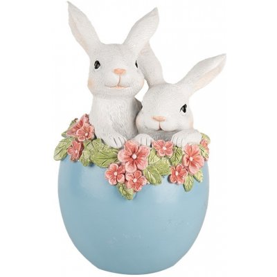 Dekorace králíci v modrém vajíčku s květy 13*12*21 cm – Hledejceny.cz