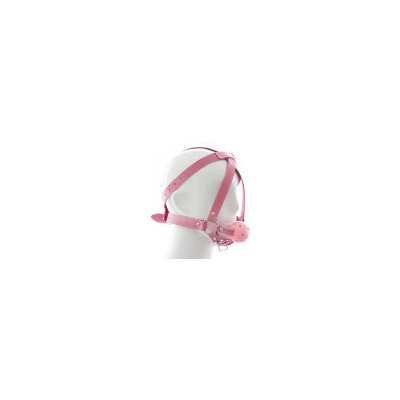 BDSM roubík s postrojem na hlavu a bradu růžové s růžovou kuličkou – Zboží Mobilmania