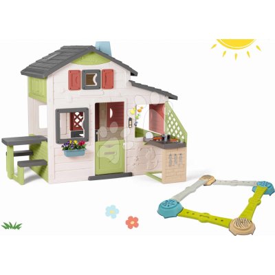 Smoby Set domeček Přátel s kuchyňkou a dobrodružná dráha Friends House Life rozšiřitelný na rozvoj pohybových smyslů – Sleviste.cz