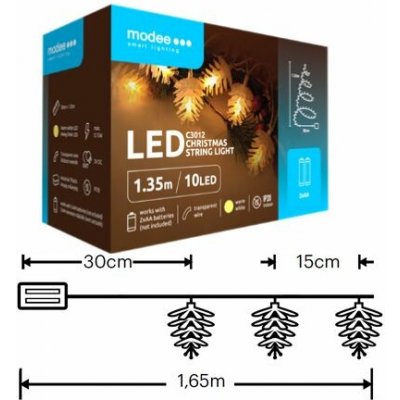 Modee ML-C3012 10LED 1,35m šiška vánoční řetěz, 2xAA teplá IP20 352759,00 – Hledejceny.cz