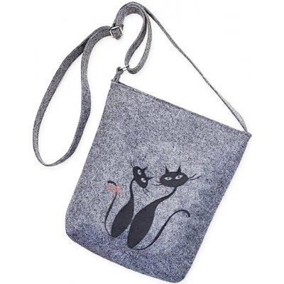OVČÍ VĚCI Malá filcová kabelka zapínání na kovový zip Kočky D