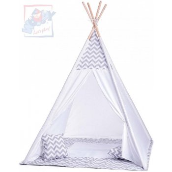 Baby Nellys teepee bílo / šedy s výbavou