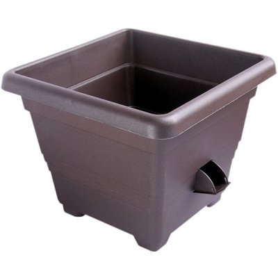 Plastia květináč plastový samozavlažovací BERGAMOT 35 x 35 x 28 cm tmavě hnědý – Zboží Mobilmania