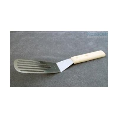 obracečka s otvory 28cm nerez rukojeť dřev. – Sleviste.cz