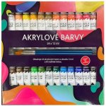 akrylové barvy 24x12 ml se štětcemi 3ks v krabičce 22x22x2cm – Sleviste.cz