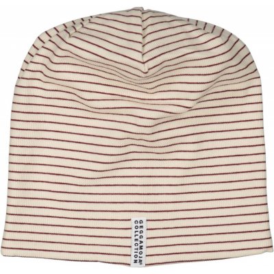 Dětská čepice z bavlny krémová Burgundy stripe Geggamoja – Zboží Mobilmania