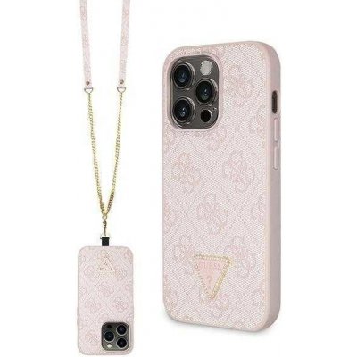 Guess hard iPhone 15 PRO Crossbody 4G Diamond Triangle růžové