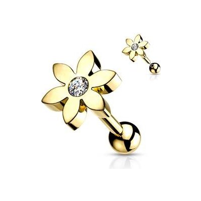 Šperky4U cartilage piercing do ucha kytička CP1078-GD – Zboží Mobilmania