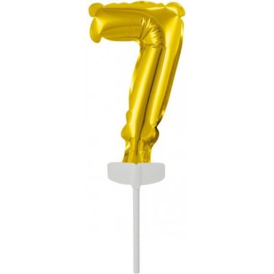 Fóliový balónek zlatý mini zápich do dortu číslo 7 Amscan