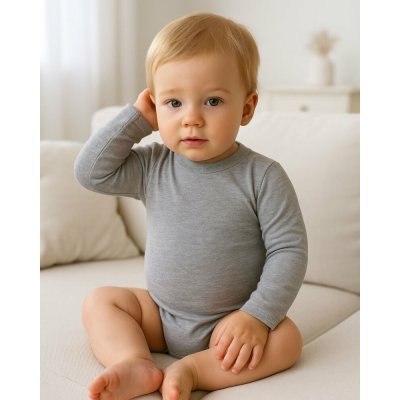 Jožánek Dětské body s dlouhým rukávem šedý melír – Hledejceny.cz